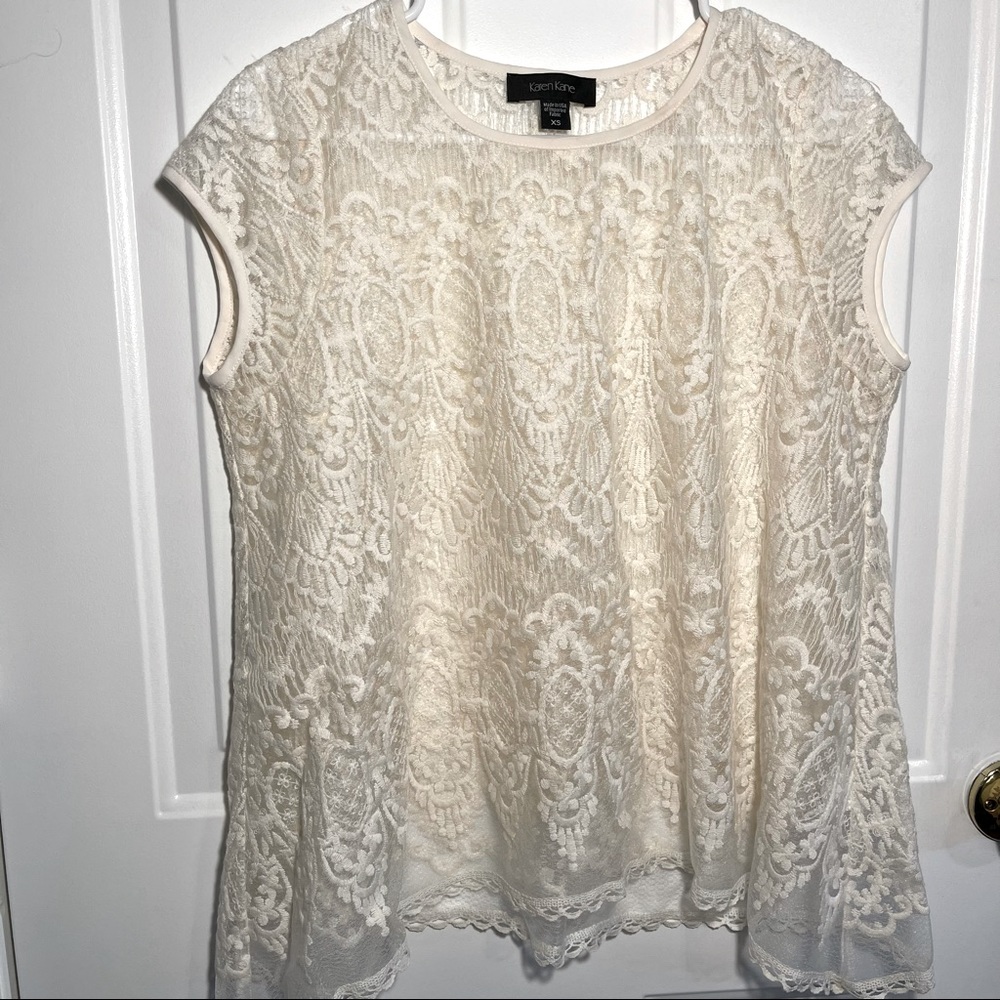 Off-White Lace Blouse | Size XS